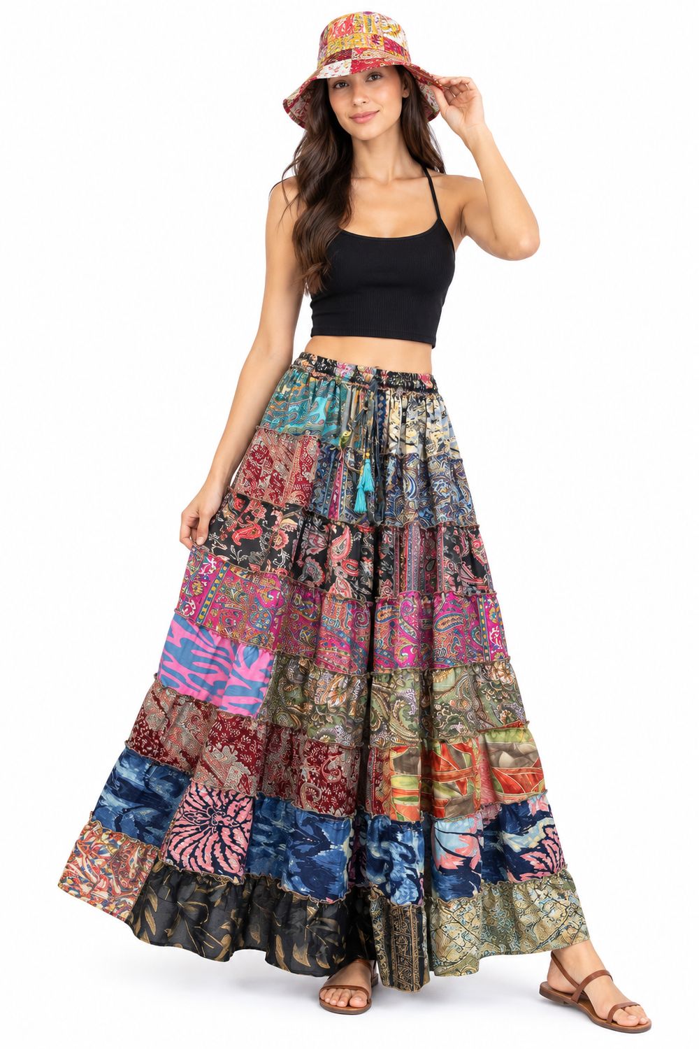 Silk Kasturi Tier Ombre Skirt MB23, Size: One Size