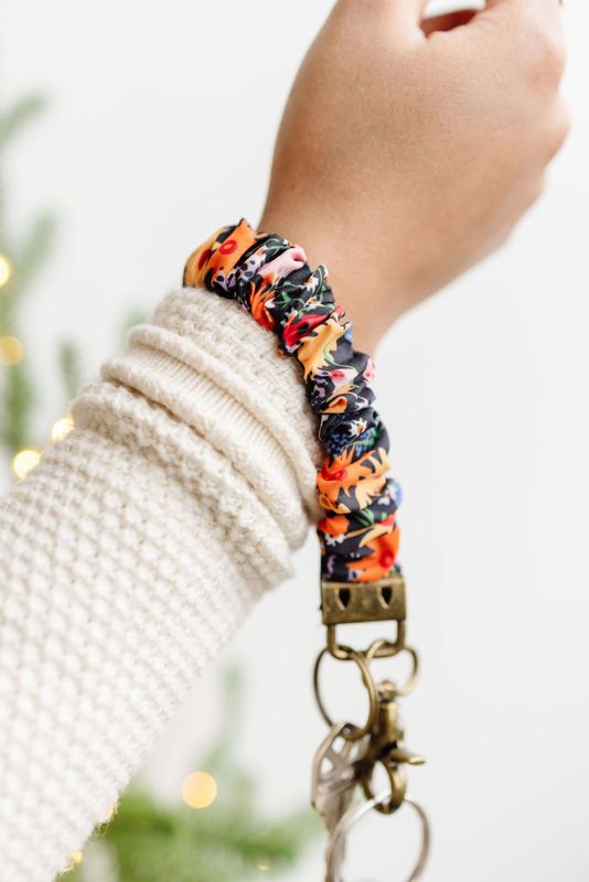 Groovy Floral Scrunchie Keychain