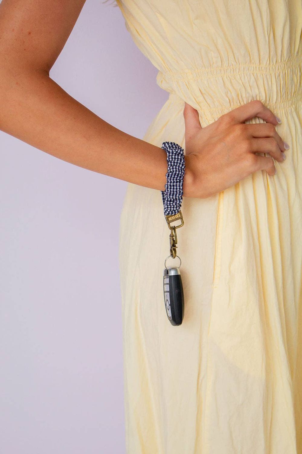 Inky Black Gingham Keychain