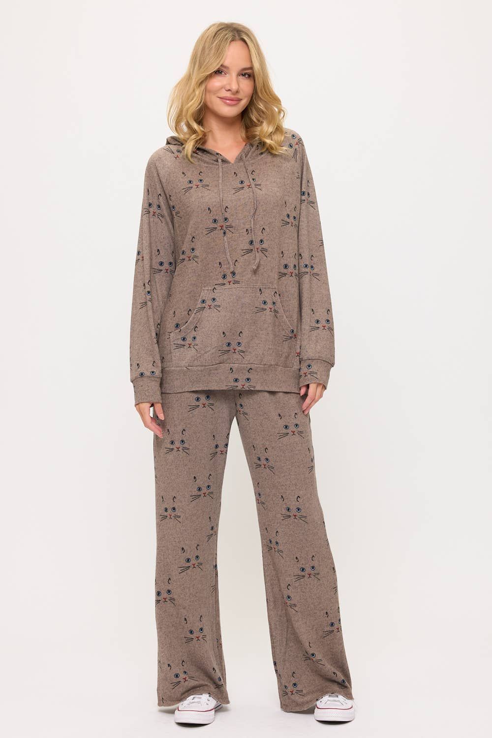 CAT WHISKERS PRINT FLARE PANT
