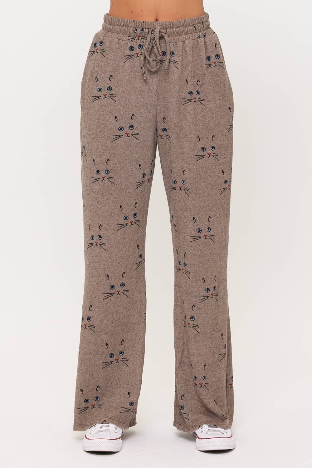CAT WHISKERS PRINT FLARE PANT, Size: L
