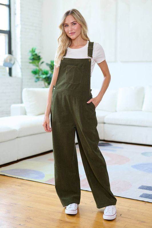 CLASSIC GREEN CORDUROY OVERALLS