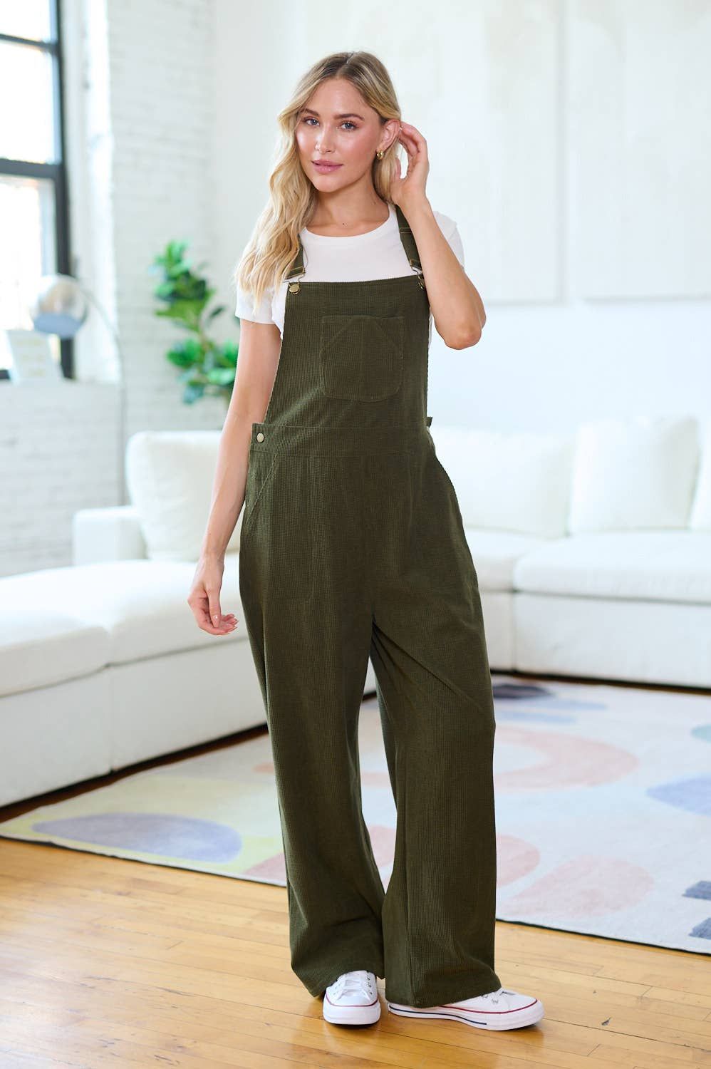 CLASSIC GREEN CORDUROY OVERALLS