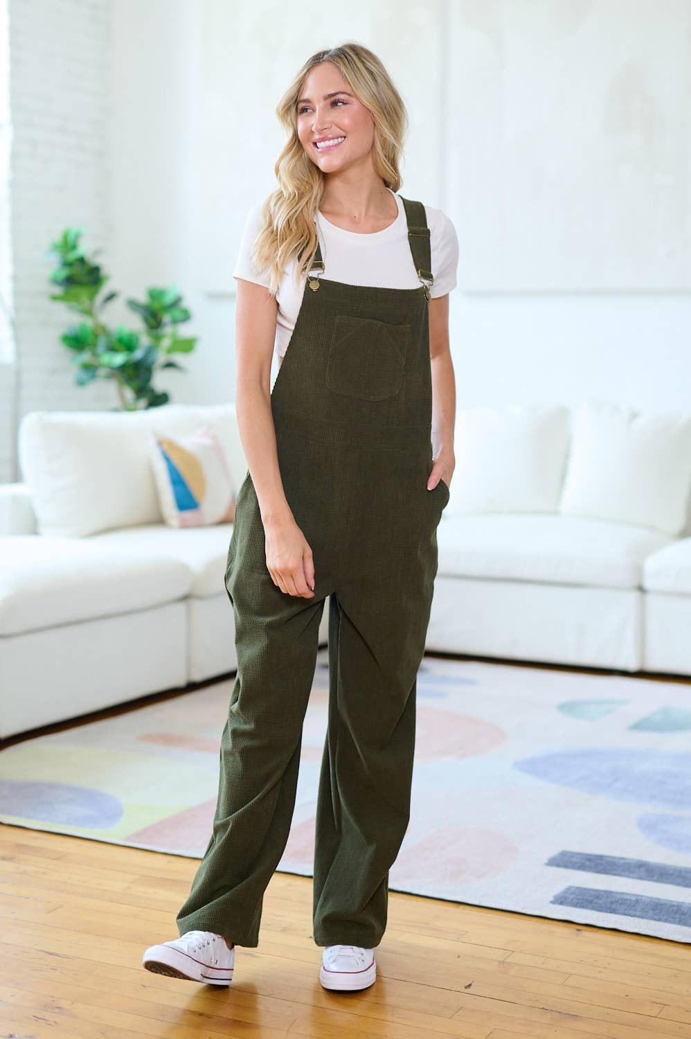 CLASSIC GREEN CORDUROY OVERALLS