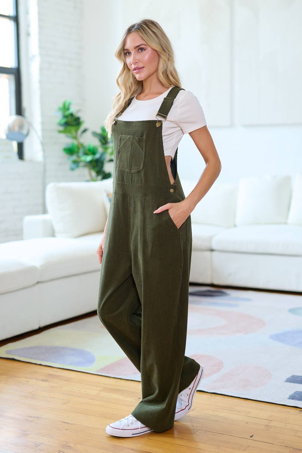 CLASSIC GREEN CORDUROY OVERALLS