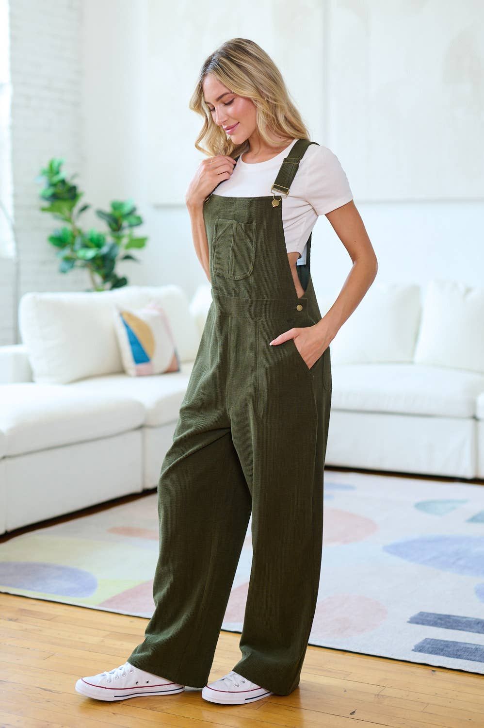 CLASSIC GREEN CORDUROY OVERALLS