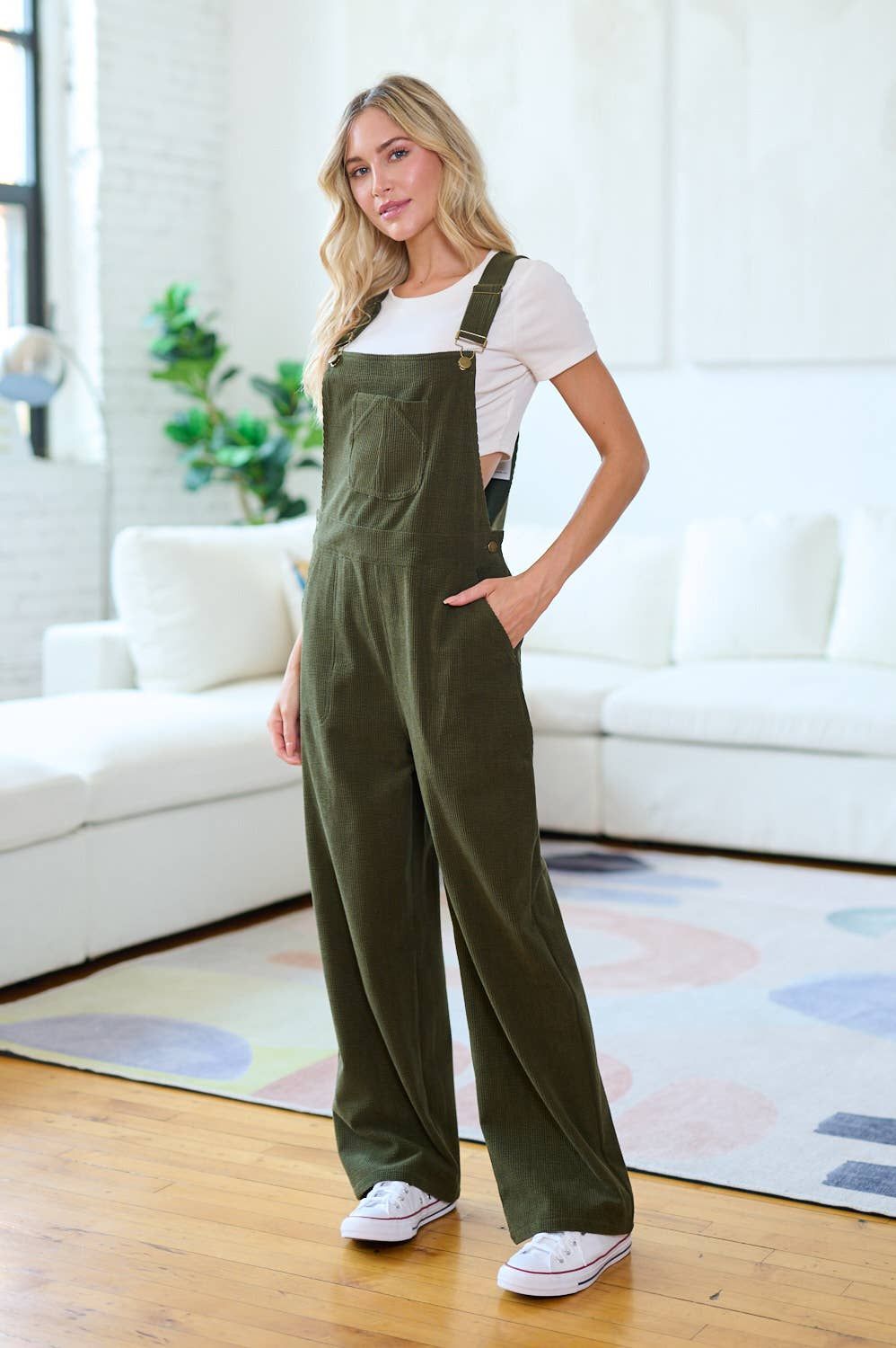 CLASSIC GREEN CORDUROY OVERALLS