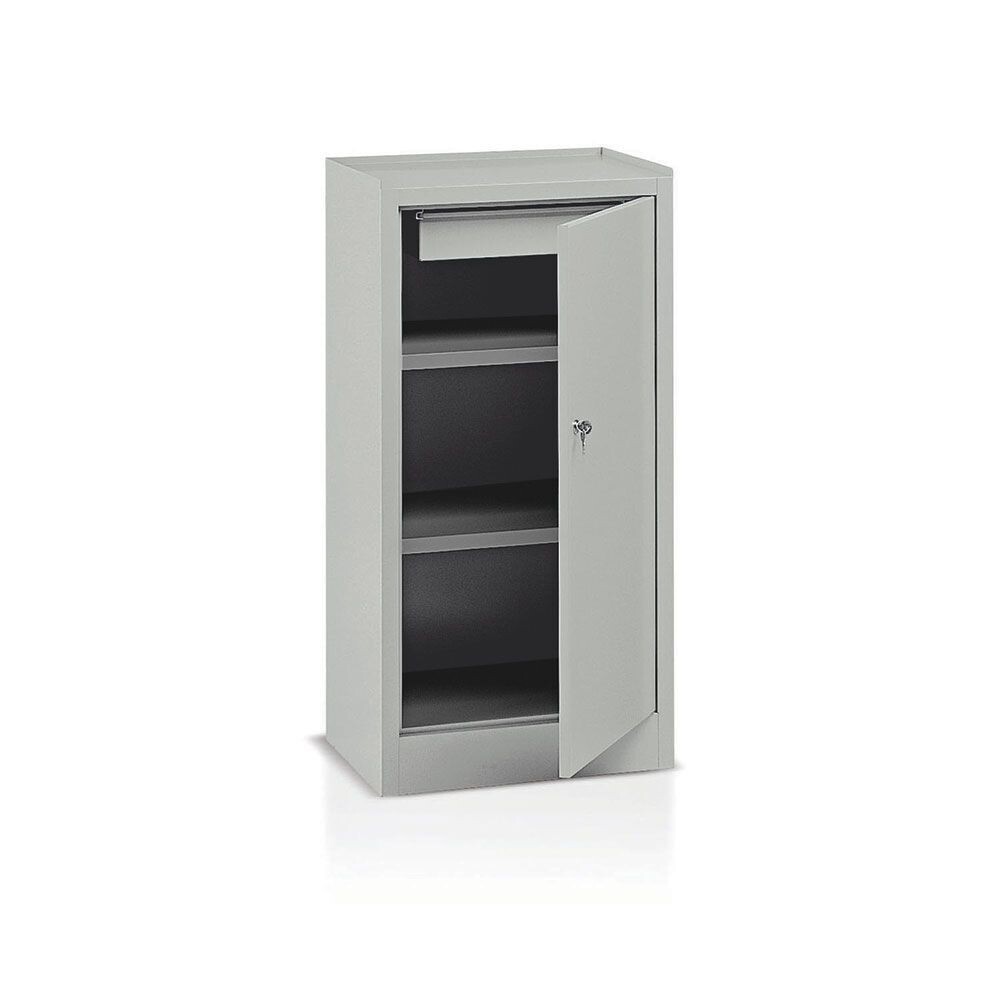 Armadietto metallico grigio con cassetto interno E373