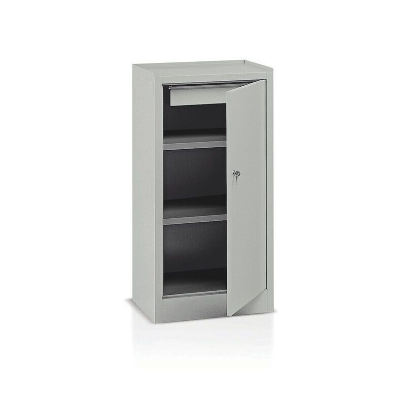 Armadietto metallico grigio con cassetto interno E373