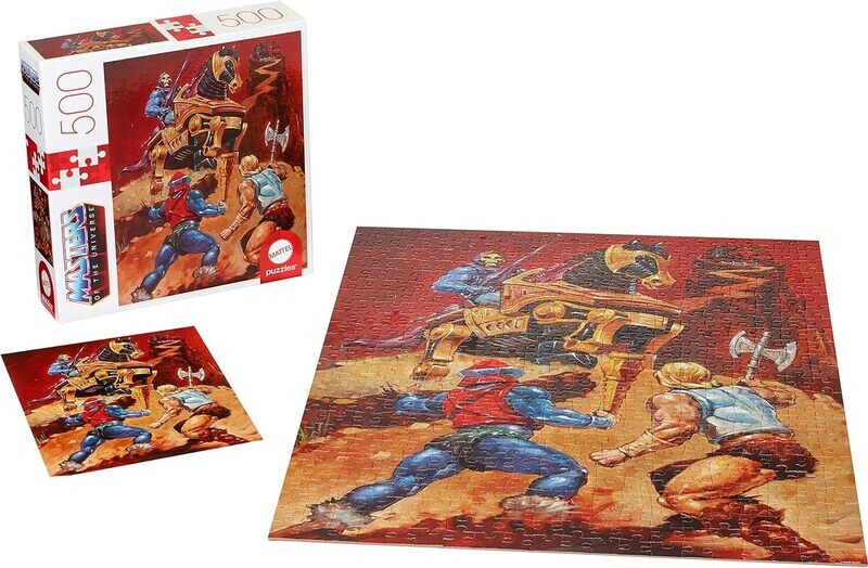 Mattel Games Masters of The Universe Mattel Jigsaw Puzzle with 500 Interlocking Pieces &amp; Mini-Poster Featuring He-Man &amp; Skeletor