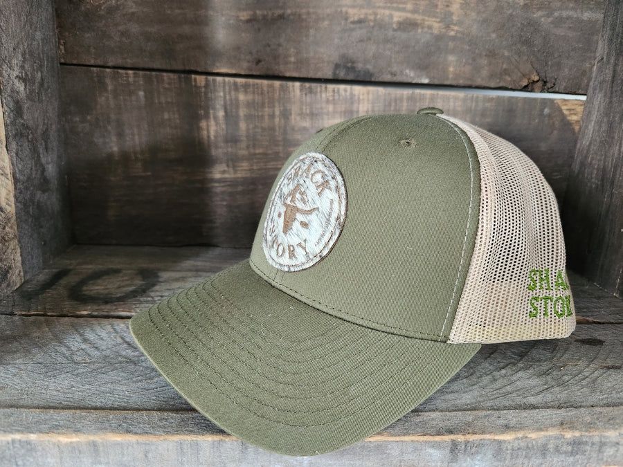 Shack Story Cowhide Round Laser Patch - Green