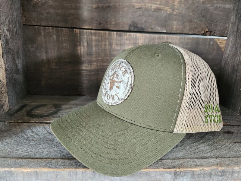 Shack Story Cowhide Round Laser Patch - Green
