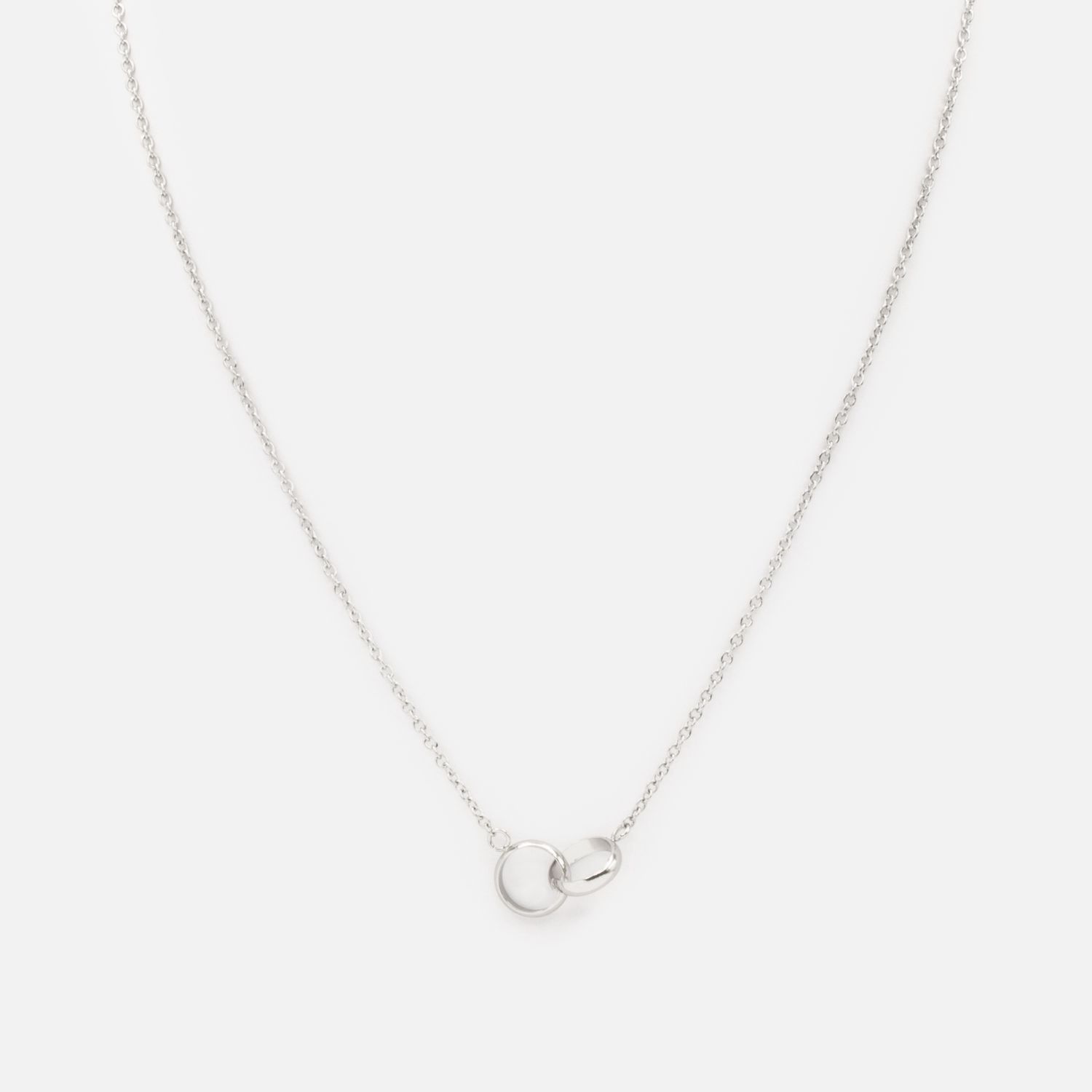 Collier argenté anneaux entrecroisés en acier inoxydable