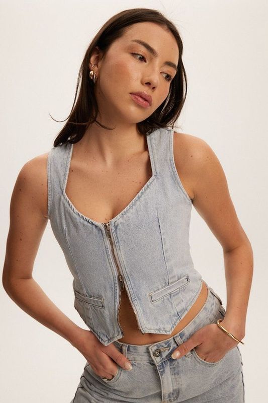 Vera Zipup Waistcoat - Light Blue