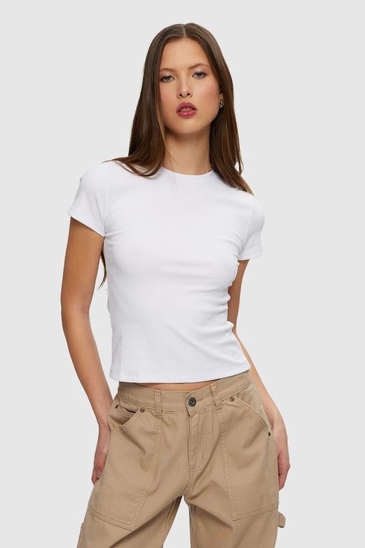 Micro Rib Tee - White