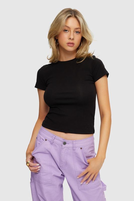 Micro Rib Tee - Black