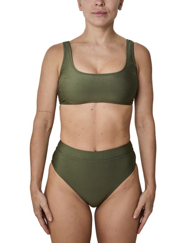 Genevieve Shiny - Khaki Green Bikini Top