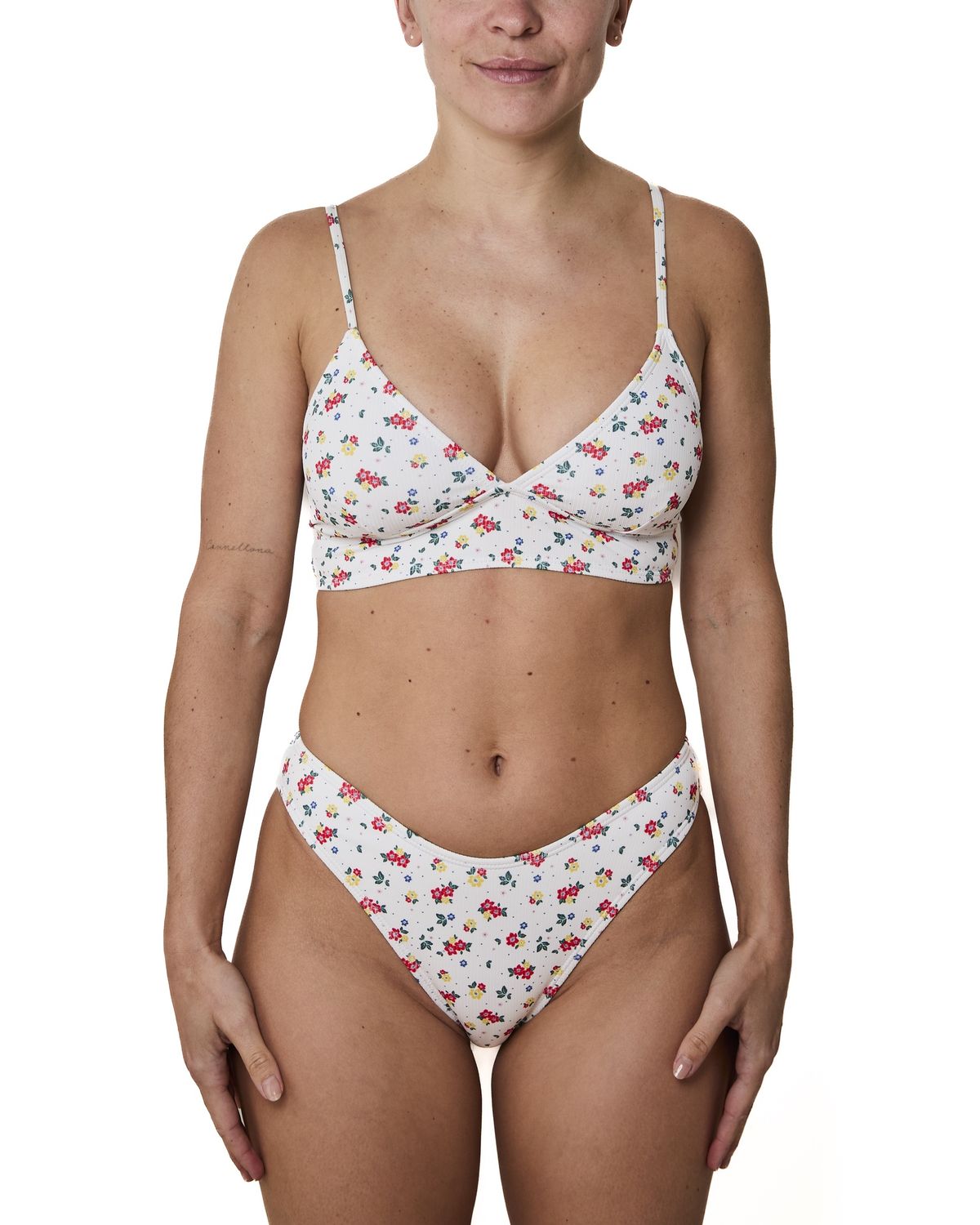 Georgette Rib - Flowers &amp; Polka Dots Bikini Bottom