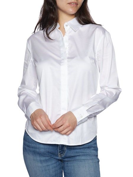 Tiziana LS Logo Cuff Shirt - Pure White