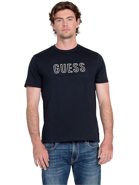 SS Bsc Guess Embossed Logo Tee - Jet Black