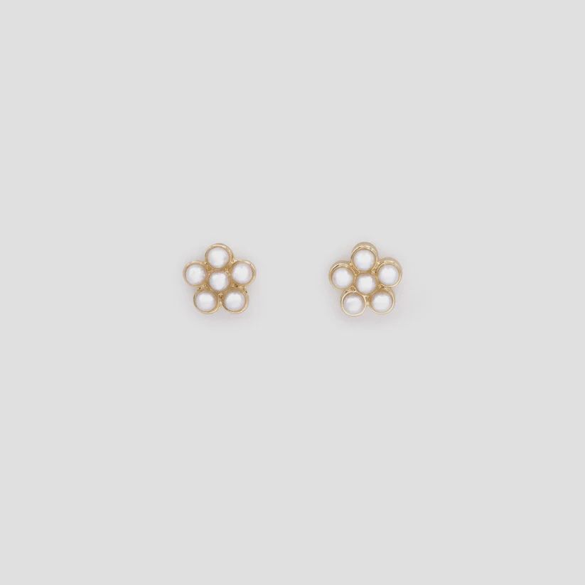 Boucles d&#39;oreilles dorées fleur en perles