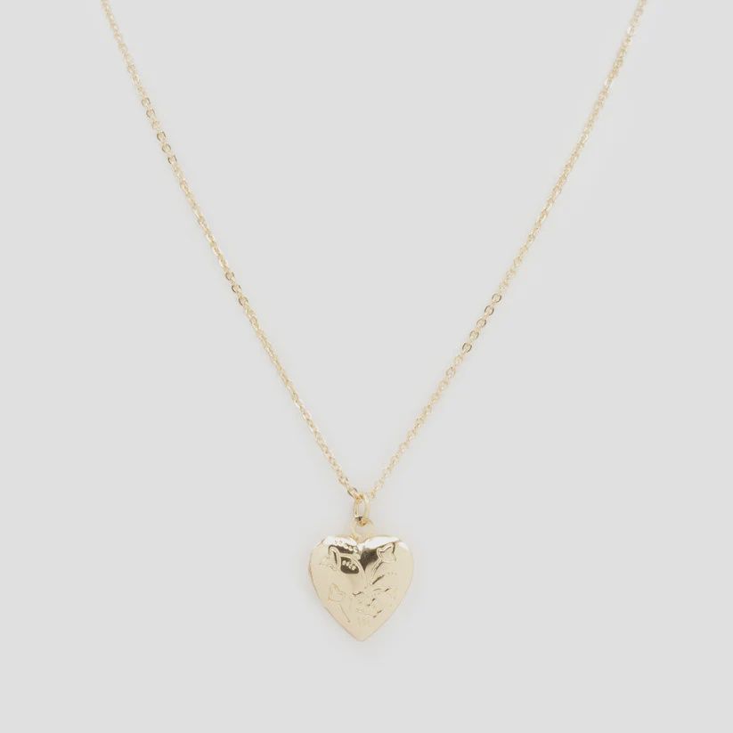 Collier doré médaillon cœur qui s&#39;ouvre avec gravures