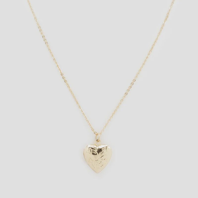 Collier doré médaillon cœur qui s&#39;ouvre avec gravures