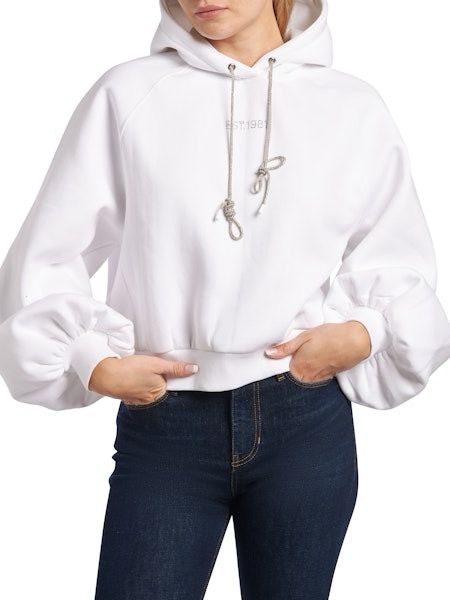 Hooded Krystal Sweatshirt - Pure White