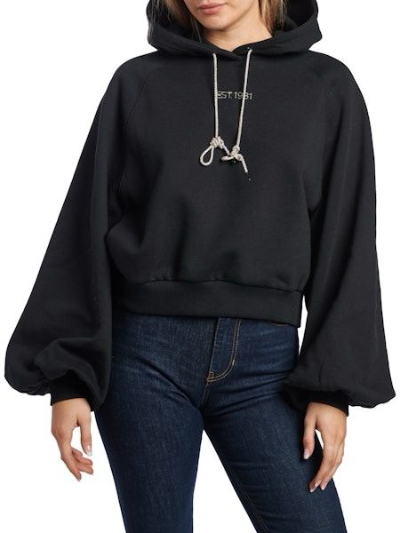 Hooded Krystal Sweatshirt - Jet Black