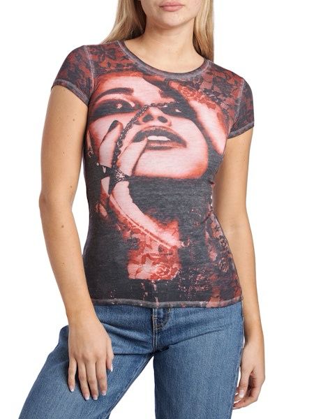 Ss lace face sub r3 tee - Bohemian red multi