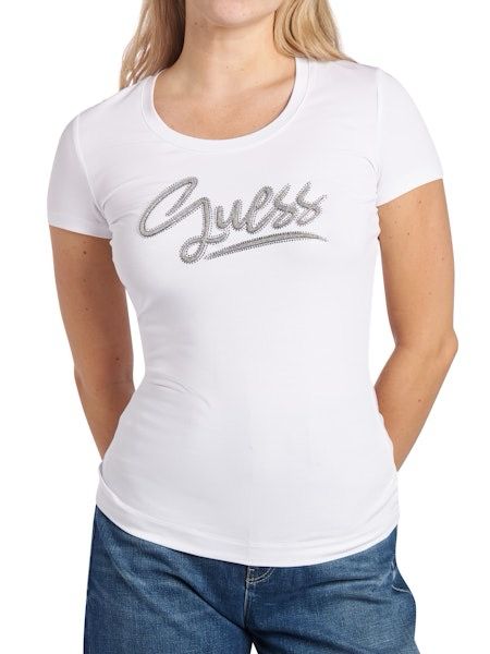 Ss cn Guess Script Tee - Pure White