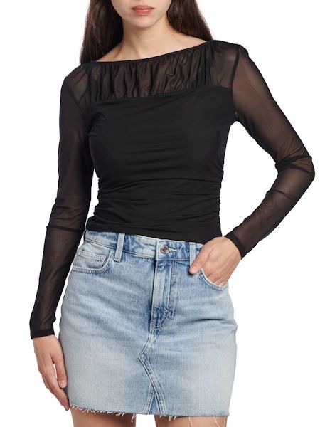 Ls Boat Neck Kadelyn Top - Jet Black