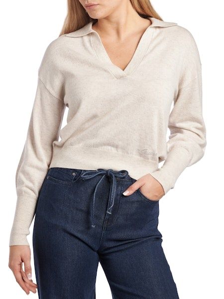 Ls Polo Collar Miranda - Wind Cloud Heather