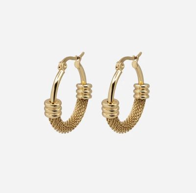 Boucles d'oreilles anneaux dorés à demi texturés