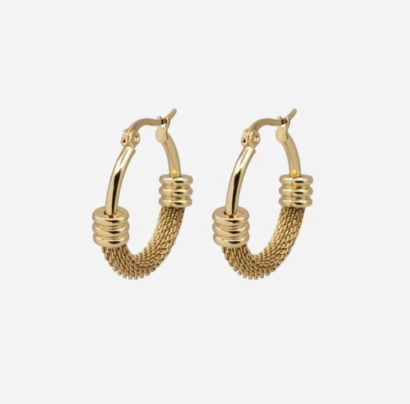 Boucles d'oreilles anneaux dorés à demi texturés