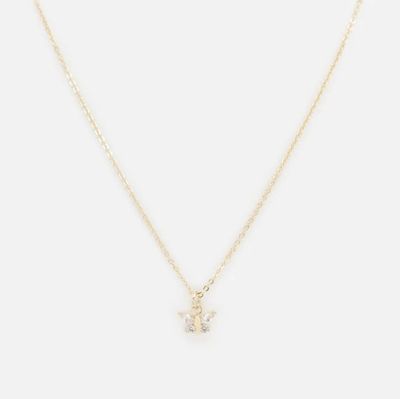 Collier doré breloque petit papillon avec zircons cubiques