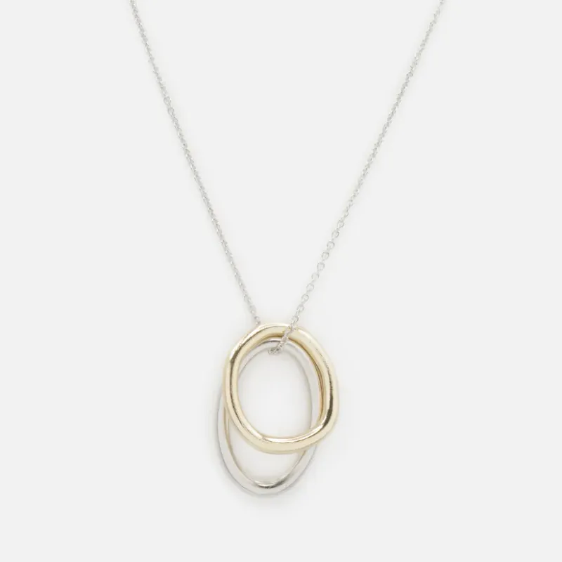 Collier argenté breloques circulaires deux tons