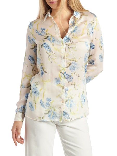 Ls Clouis Shirt - Ribbon Floral Print