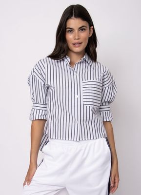 Kerwin Crisp Poplin Ls Hi-Low Shirt - White