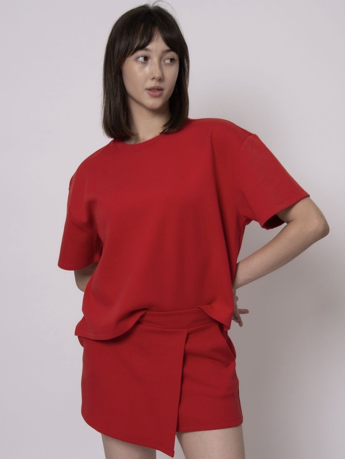Tess Cotton Soft Knit Ss Top - Rouge