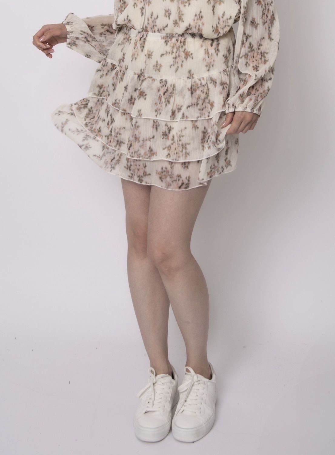 Yoryu Crinkle Chiffon Pull On Skort - Peach