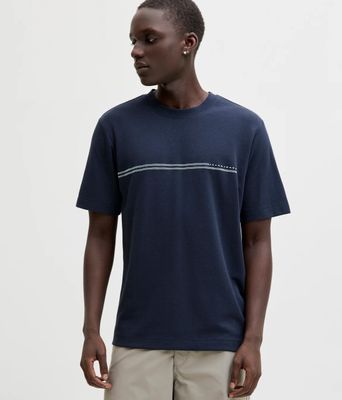 Jcofusion Chest Brand Tee Ss Crew Sn - Outer Space