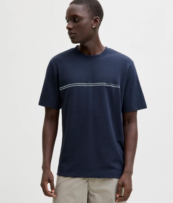 Jcofusion Chest Brand Tee Ss Crew Sn - Outer Space