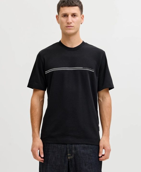Jcofusion Chest Brand Tee Ss Crew Sn - Black