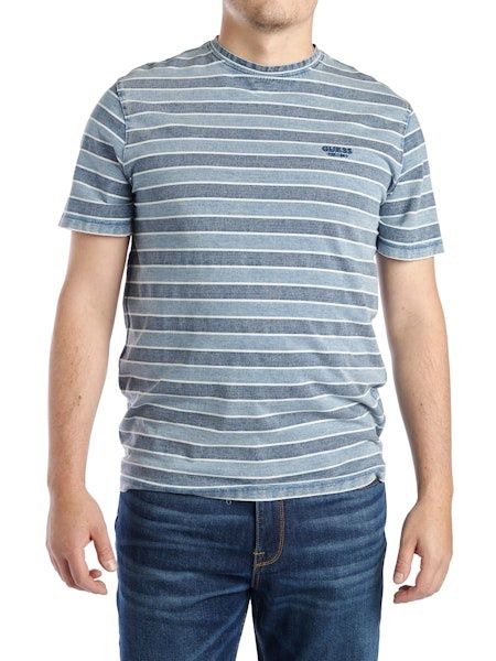 Cn ss indigo stripes embro tee - Light Indigo White Stripes