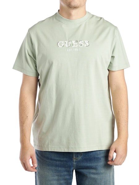 Cn ss guess logo contrast stit tshirt - Sweet mint