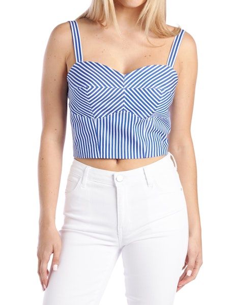 Ss Tecla Bustier - Vertical Blue and white stripe