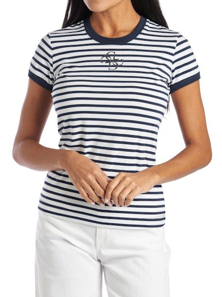 Ss cn striped mini 4g logo - Blackened blue and white stripe