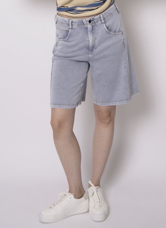 Jen Denim Look French Terry 5PKT Short - Lt Ash Blue