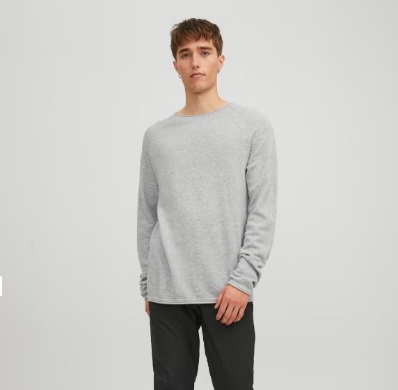 Jjehill Knit Crew Neck Noos - Light Grey Melange